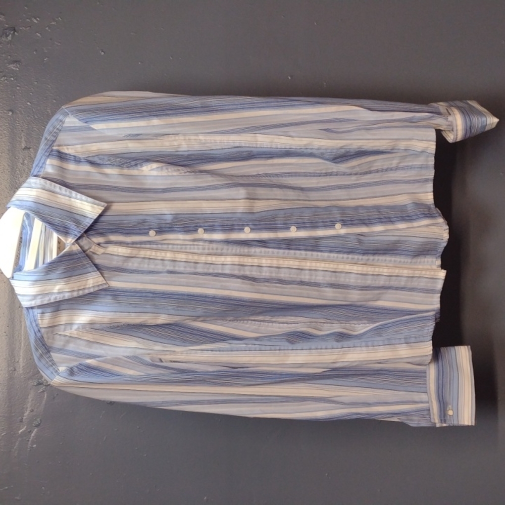 Blue striped button down blouse